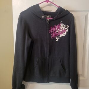 Kids Black Hoodie with Pink Accents